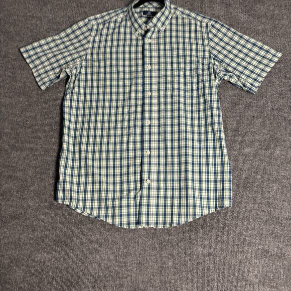 George Plaid Shirt Men’s L Green Blue Short Sleeve Button Casual fit - Picture 1 of 13